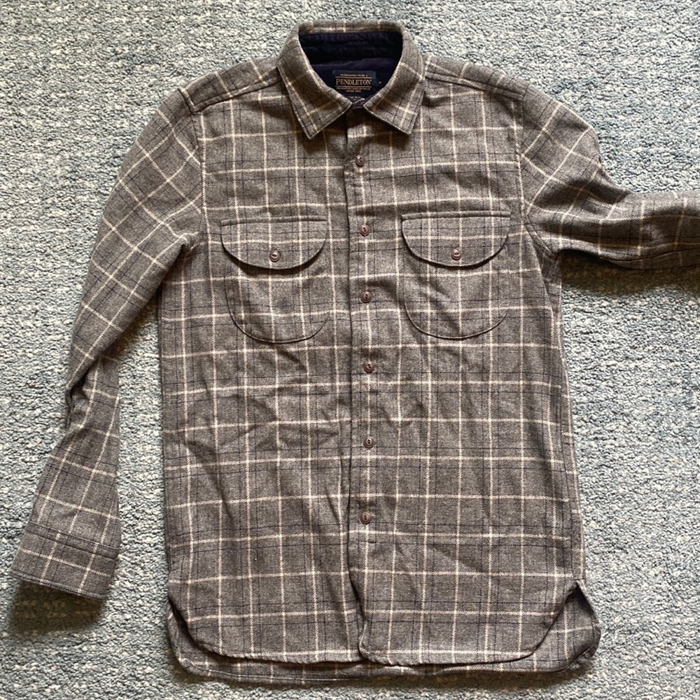 Pendleton Board Shirt - Grey w White and Navy Stripes - Like New! Size S Small